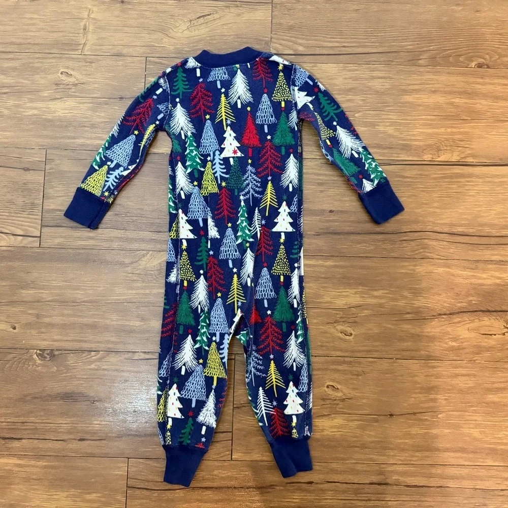 Hanna Andersson Baby Zip Sleeper Pajamas Size 18-24M Twinkly Trees On Navy